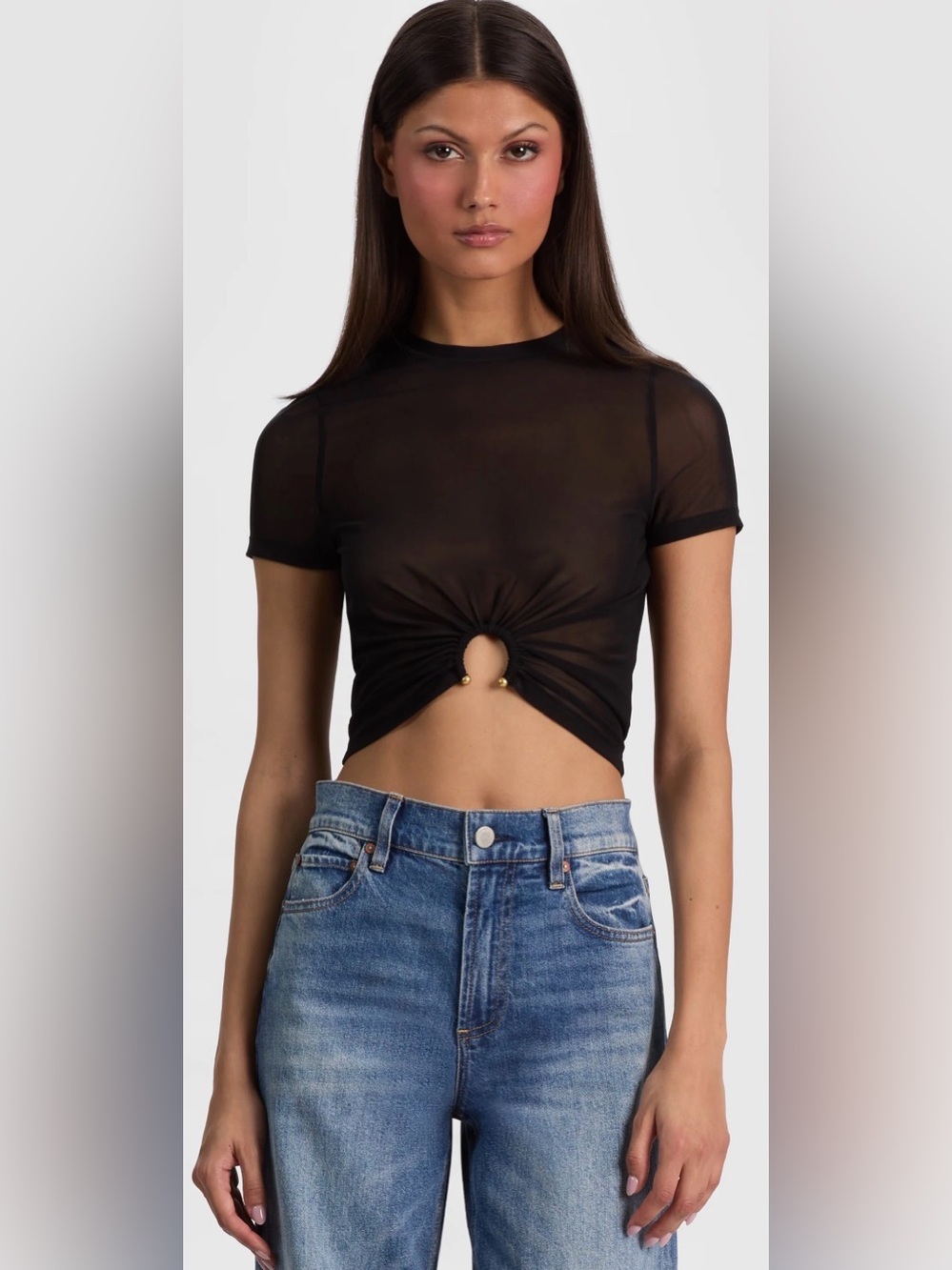 Alice + Olivia Courtney Ruched Front Tee